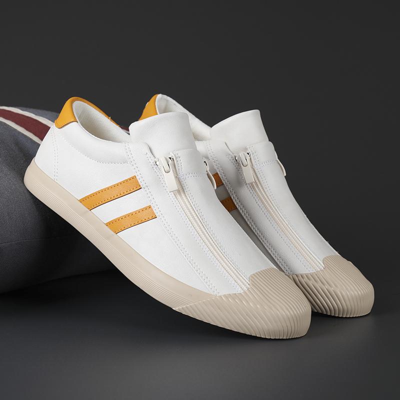 Мужская парусиновая повседневная обувь, уличные бежевые кроссовки, мужские модные двухрядные боковые молнии, дизайнерские лоферы, легкая прогулочная обувь для мужчин