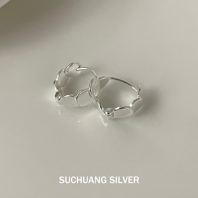 Серьги-кольца Su Chuang из стерлингового серебра S925 с круглым диском: Роскошный Высококлассный Дизайн с Чешуйчатой Задней Стороной, Универсальные Серьги для Женщин