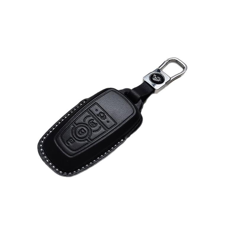 Genuine Leather Key Case for Ford Focus, Mondeo, Edge, Escort, Explorer, and Raptor.