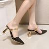 Модные женские сандалии 2025 Лето Туфли-шлепанцы на высоком каблуке ПУ Сандалии на каблуке Шпилька Женская обувь Модная женская обувь Туфли-лодочки