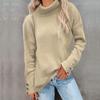 Spring Autumn New Women's High Neck Solid Casual Loose  Knitted Sweater
