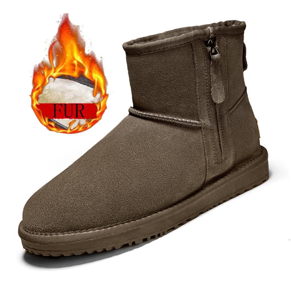 Мужские новые классические мужские зимние короткие ботинки из натуральной замши с меховой подкладкой, плюшевые утепленные нескользящие удобные ботинки