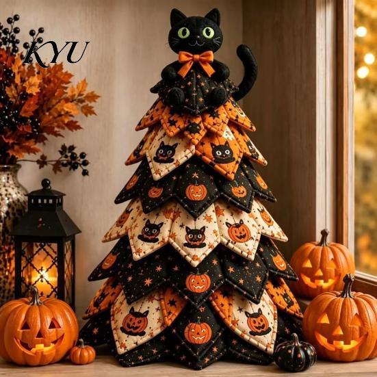 Complete Sewing Material Package DIY Quilted Fabric Christmas Tree Craft Kit, Vintage Patchwork Handmade Gift for Teachers Friends Xmas Set, Tabletop