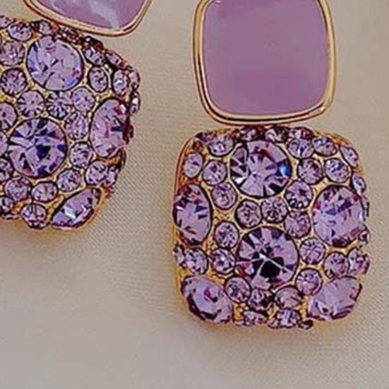 1 пара женских серег со стразами, квадратные, винтажные, не тускнеющие, блестящие, роскошные серьги-пусеты для подарка