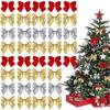 24Pcs Butterfly Bow Hanging Deco for Christmas Decoration Home Bowknot Xmas Tree New Year Ornaments