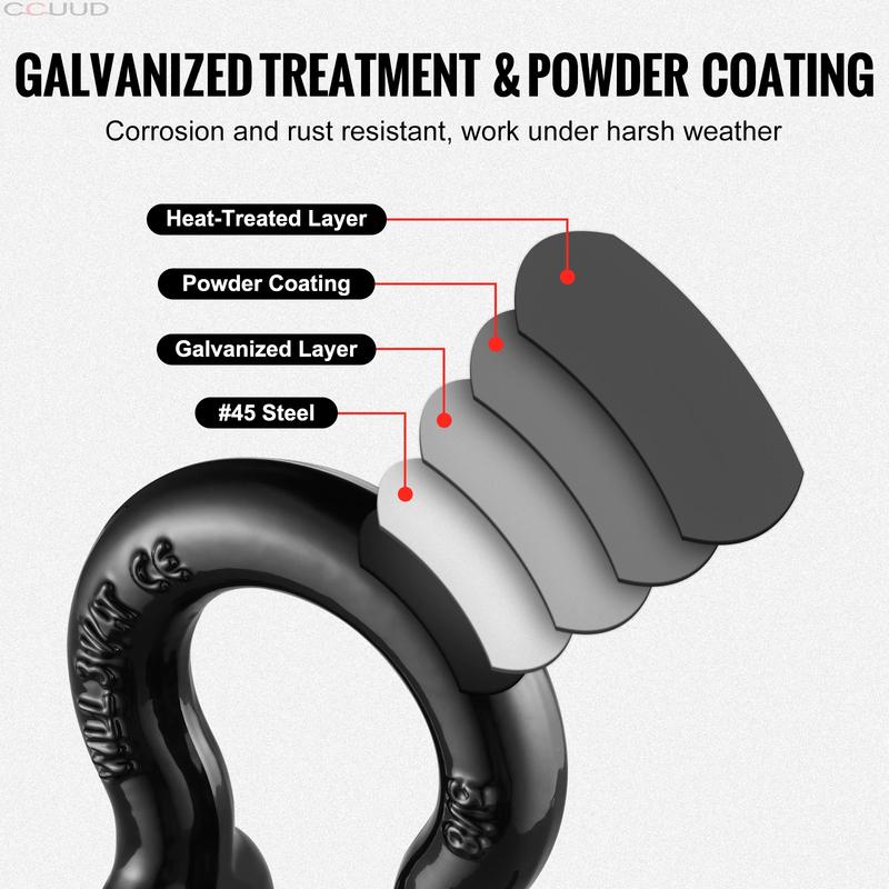 2025 NEW 1pcs 5/8" D-Ring Shackle 8T 13T Breaking Strength Tow Hook with 3/4" Screw Pin for Truck Off Road Towing Accessories