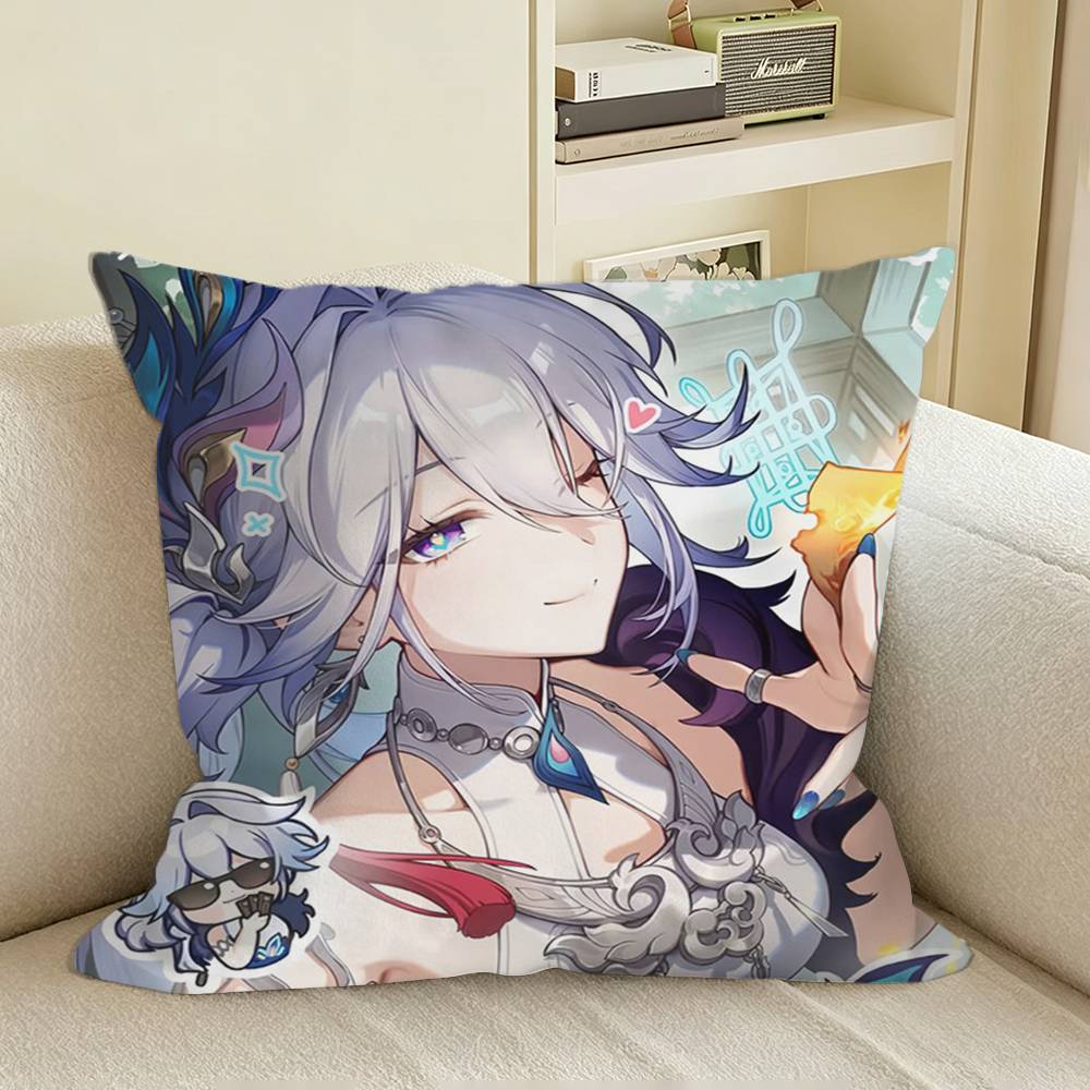 Yaoguang Honkai Star Rail Square Sofa Pillow Cover Solid Color Living Room Home Decor Cushion Case