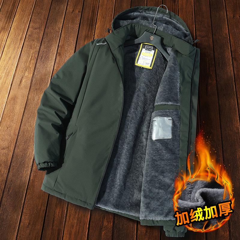 Мужская хлопковая ветровка с флисовой подкладкой - Теплая спортивная куртка для осени/зимы для спорта и альпинизма.