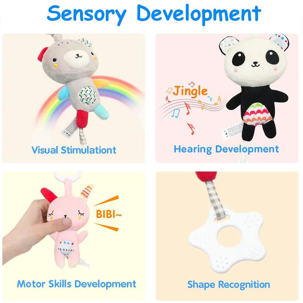 Детские погремушки с прорезывателями Мягкие плюшевые Игрушки для подвешивания на коляску, автокресло, кроватку Развивающая игрушка для новорожденного Бэби Подарки