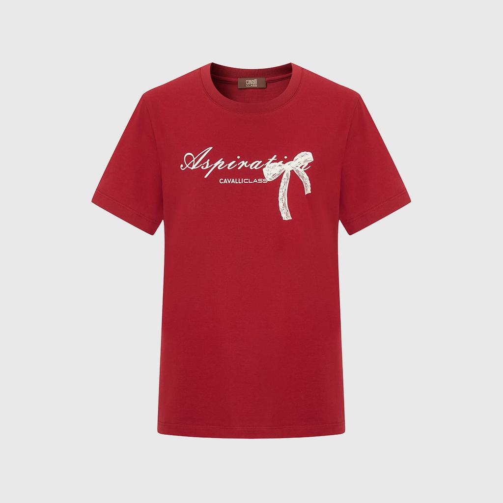 100% Cotton Letter Logo: Clean, Comfortable, Breathable Women's Short sleeved T-shirt for Spring and Summer