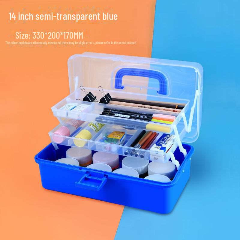 Большая вместимость, 3-слойная прозрачная коробка для хранения художественных инструментов и карандашей