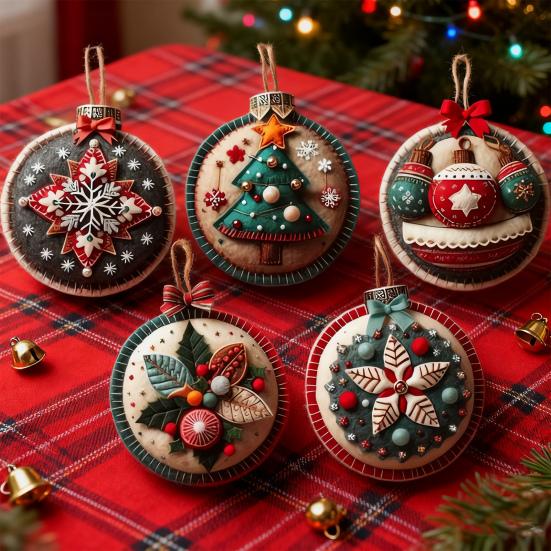 DIY Christmas Felt Patch Kit Holiday Craft Set with Pre-Cut Felts Sheet Handmade Fabric Sewing Crafting Supplies for Tree Home Decor