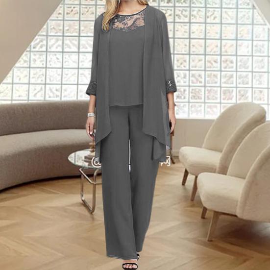 1 комплект, кардиган, жилет, брюки, кружевной лоскутный женский облегающий вязаный крючком деловой комплект, уличная одежда