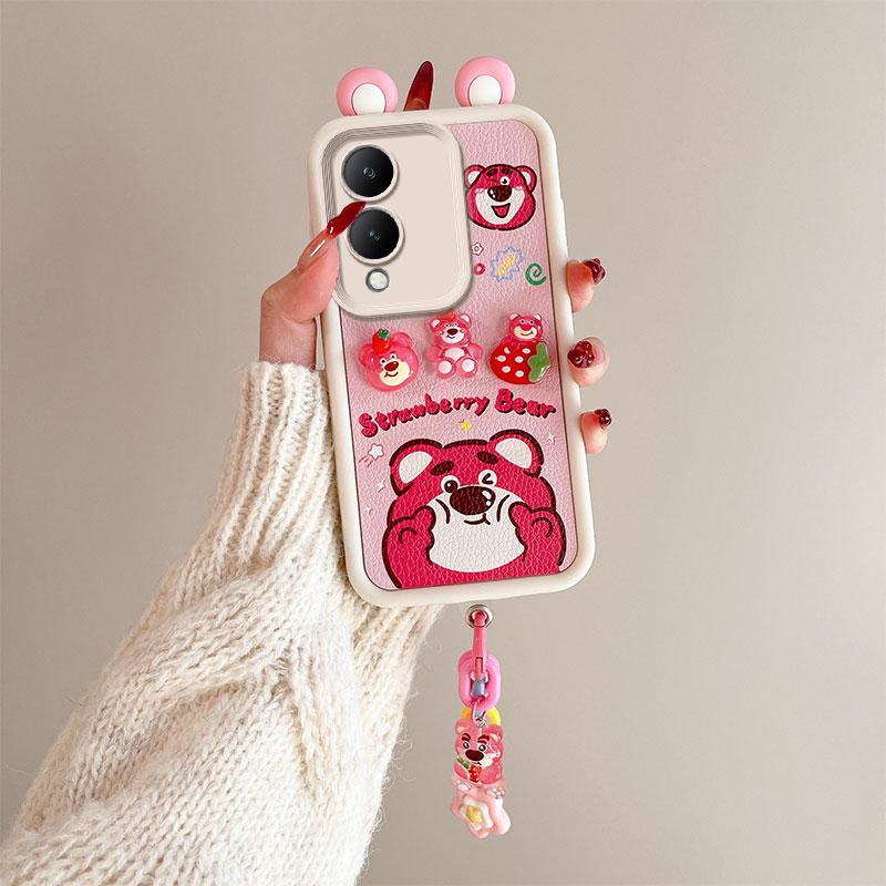 KEYSION Милый чехол с 3D-мультяшным изображением уха для VIVO Y17S с браслетом, мягкий силиконовый противоударный чехол для телефона VIVO Y17S 4G