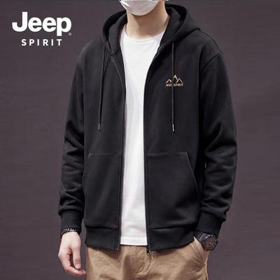 JEEP SPIRIT Унисекс Свободный крой Толстый трикотаж Куртка с капюшоном