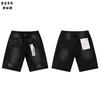 Mens Distressed Denim Shorts Loose Fit High Street Style Washed Black Blue Cotton Straight Cut