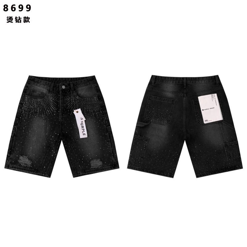 Mens Distressed Denim Shorts Loose Fit High Street Style Washed Black Blue Cotton Straight Cut