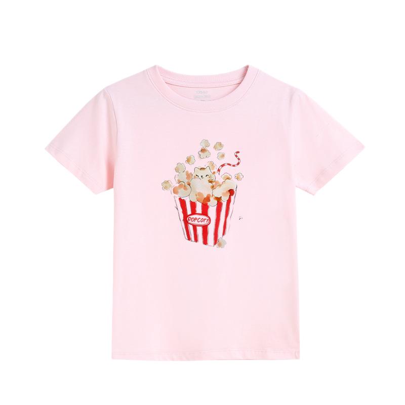 Girls' Fashion Print Short-Sleeve T-Shirt - Casual Summer Top for Kids