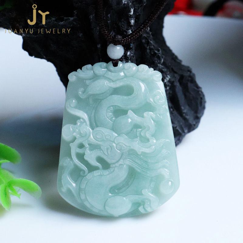 Fashion Jewelry Handcarved Jadeite Pendant Natural Burma Jade Charm Pendant Dragons Myanmar Jade Pendant Necklace