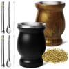 Stainless Steel Yerba Mate Cup Set Double-Wall Mate Cup with 2 Bombillas Yerba Mate Gourd Set With Straw and Cleaning Brush