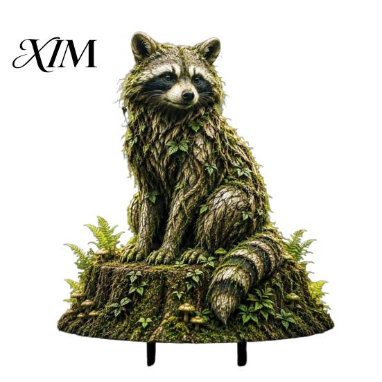 Forest Animal Guardian Statue Woodland Spirit Garden Stake, Yard Decor, 3D Rustic Cottage Accents for Fairy Patio Planter & Outdoor Display