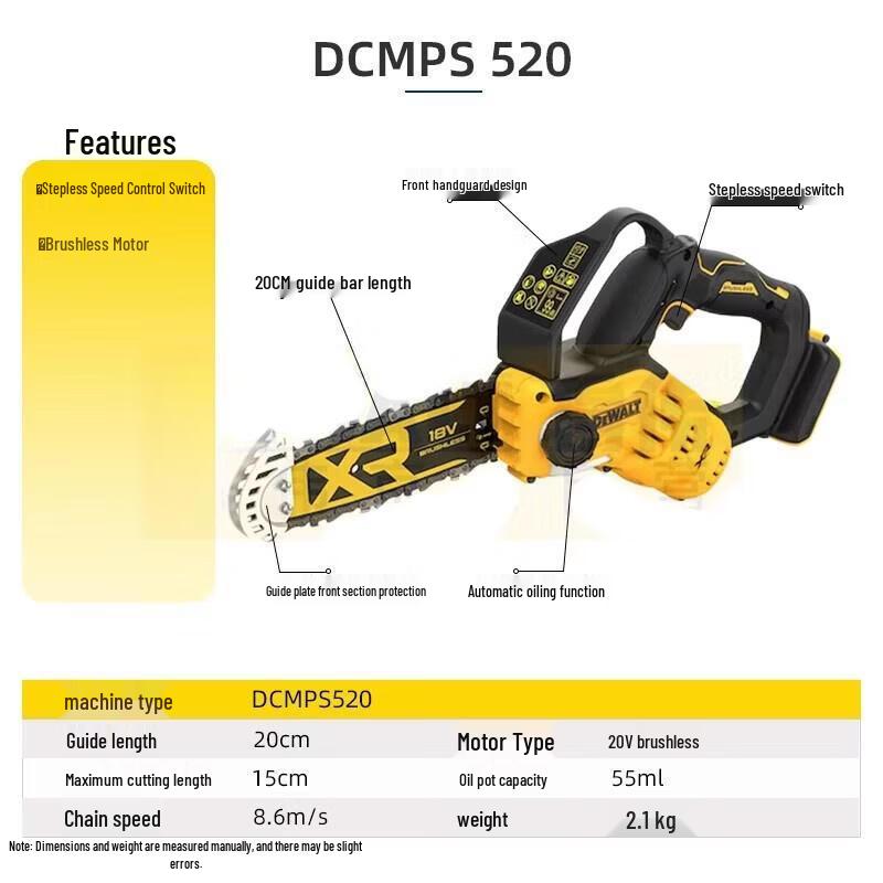 DEWALT 20V MAX Cordless Brushless 8-inch Pruning Chainsaw CN plug (adapter included)