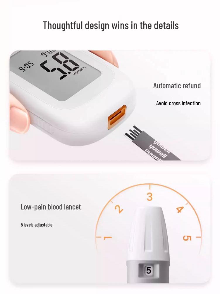 Высокоточные тест-полоски для измерения уровня глюкозы в крови Yuyue 560 и глюкометр без кодирования для домашнего использования