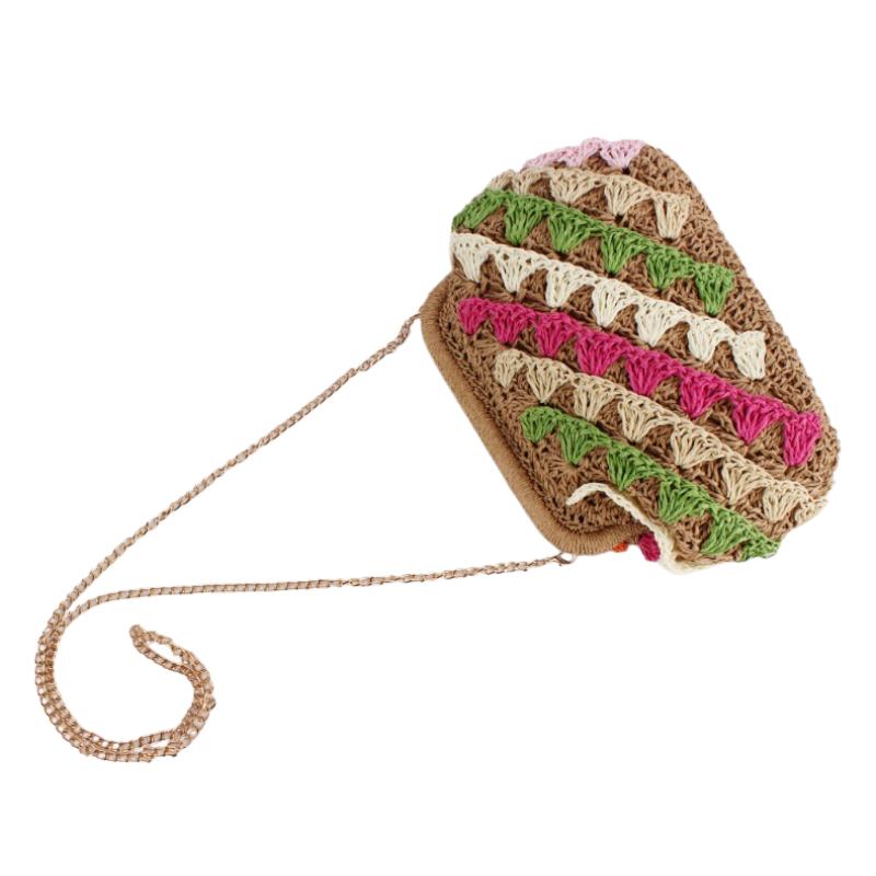 New Colorful Lace Handmade Woven Bag Versatile Handbag Daily Leisure Seaside Vacation Women's Beach Bag Casual Shoulder Bag