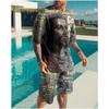Summer Men Sets Shorts Outfits Male Clothing Street T Shirt Two Piece 3D Print Casual O-Neck Tracksuit Oversized Beach Sportwear