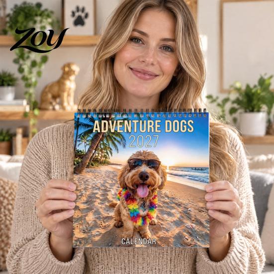 Planning Calendar for Dog Owners 2027 Adventure Wall Calendar, 12-Month Cute Puppy Photography Planner with Monthly Spiral Binding, Thick Paper Daily
