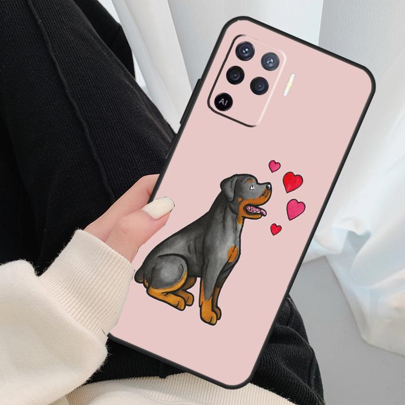 Cute Rottweiler Dog Case For Oppo A96 A76 A16 A60 A98 A58 A78 A18 A38 A80 A40 A77 A57 A17 A74 A54 A94 A15 A5 Pro