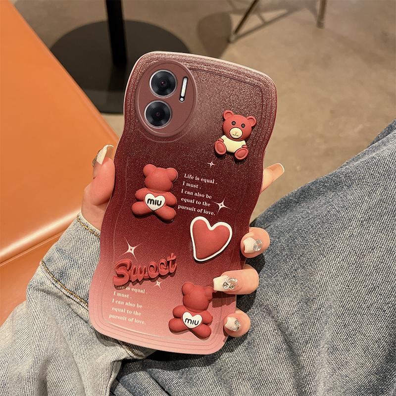 Для Xiaomi Redmi 9A 9C 10A A1 A2 Redmi10 4G 5G K40 Pro чехол Мягкий силиконовый корпус Волнистая задняя крышка 3D стереоскопический чехол для телефона с милым медведем