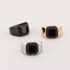 Мужское кольцо Bold Vintage Amber Stone Black Onyx из нержавеющей стали, квадратное, в стиле хип-хоп, готический, панк, байкерский аксессуар