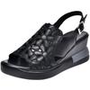 Wedge Heel Non-slip Sandals Women's Summer 2025 New Black Versatile Hollow Embroidery Heightening Casual Women's Cool Slippers