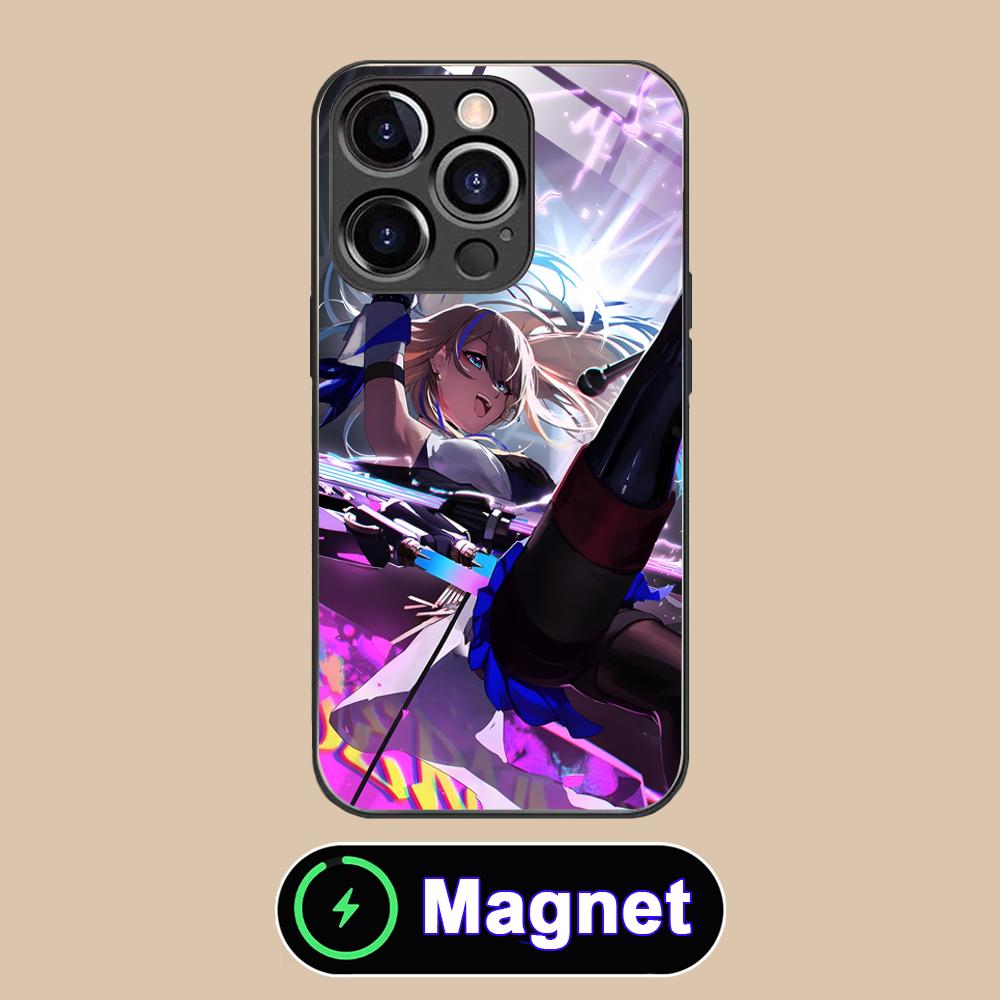 HSR Serval Стеклянный чехол MagSafe для мобильного телефона iPhone 17 16 15 14 13 12 11 Air Pro Max Plus Mini Цветной чехол