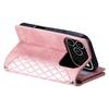 For iPhone 17 Pro Wallet Case Rhombus Stitching Line PU Leather Phone Cover with Wrist Strap