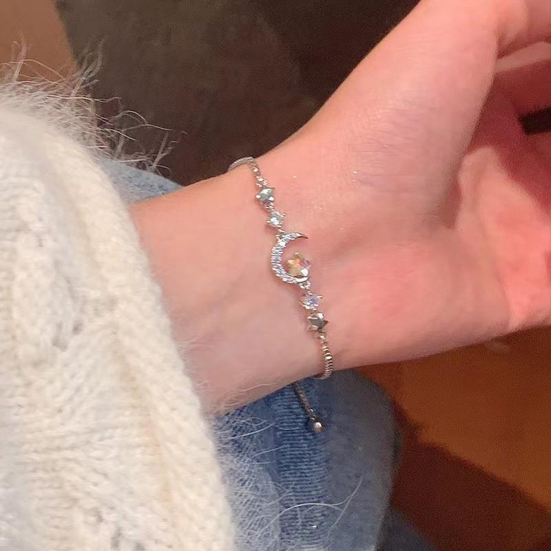 Изысканный ночной звездный циркониевый браслет для женщин элегантные посеребренные геометрические украшения для рук