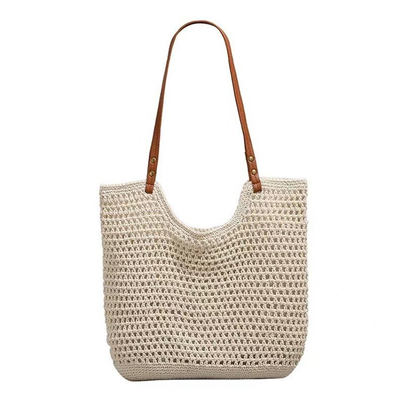 Large Capacity Straw Woven Tote Bag Women's New Summer Seaside Leisure Vacation Woven Beach Bag Shoulder Armpit
