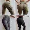 Модные повседневные удобные универсальные спортивные штаны с высокой талией, женские брюки для йоги с карманами для подъема бедер, телесного цвета, обтягивающие брюки