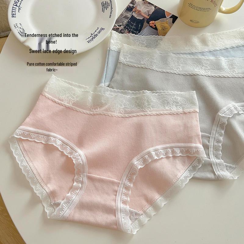Summer Quick-Drying Antibacterial Cotton Women's Mid-Waist Briefs – Korean & Japanese Style, Comfortable & Breathable.