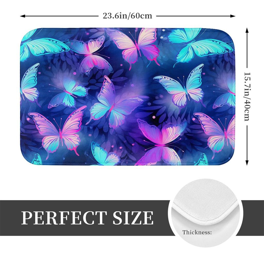Butterfly Pattern Anti-slip Doormat Floor Mat Absorbent Mat Carpet Rug for Kitchen Entrance Bathroom Living room Footpad Mats