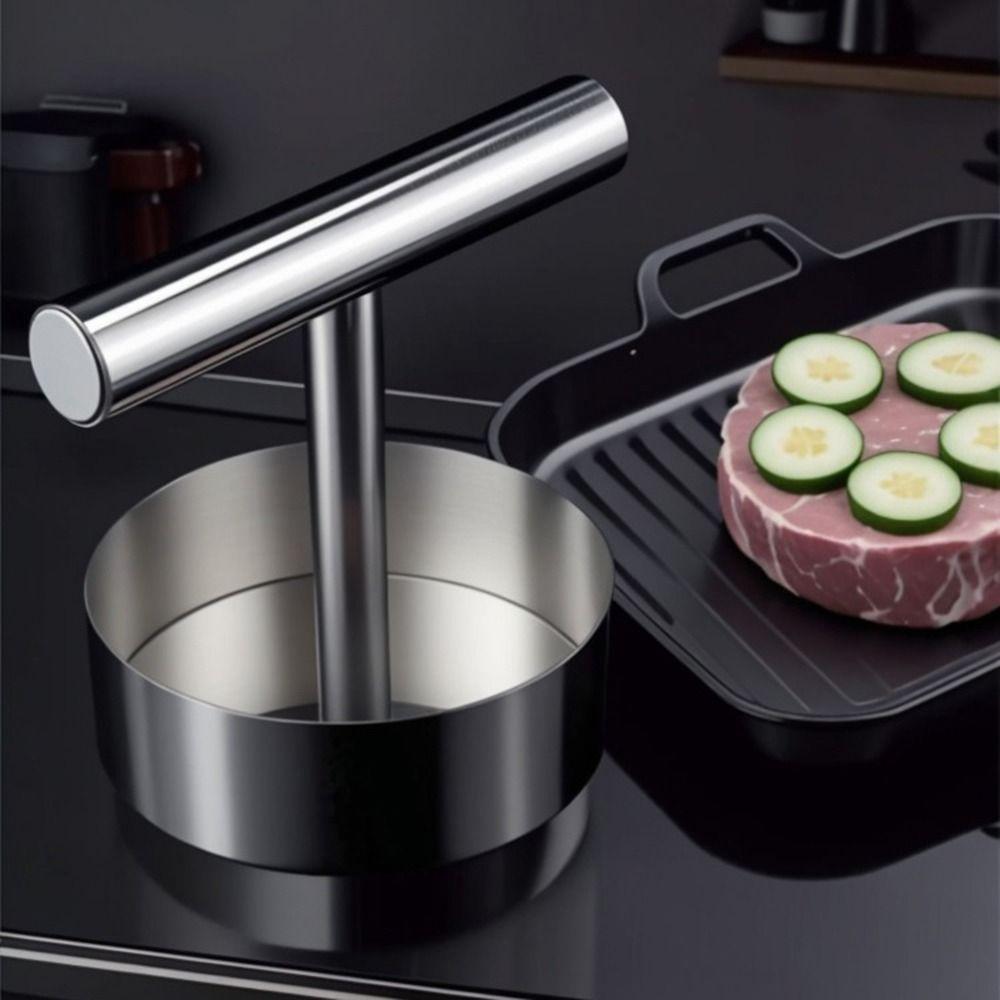 Round Stainless Steel Hamburger Press Non-Stick Manual Meat Pie Press Mold Patties Maker Steak