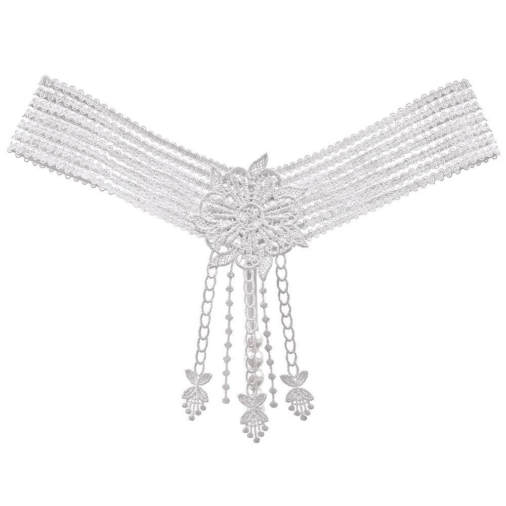 European and American Sex Panties Women Rub Yin Pearl A Thread Bed Tease Hot Perspective Embroidered Thong Women