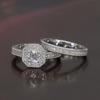 Full Diamond Couple Princess Round Diamond Ring, European and American Fashion Luxury Engagement Ring