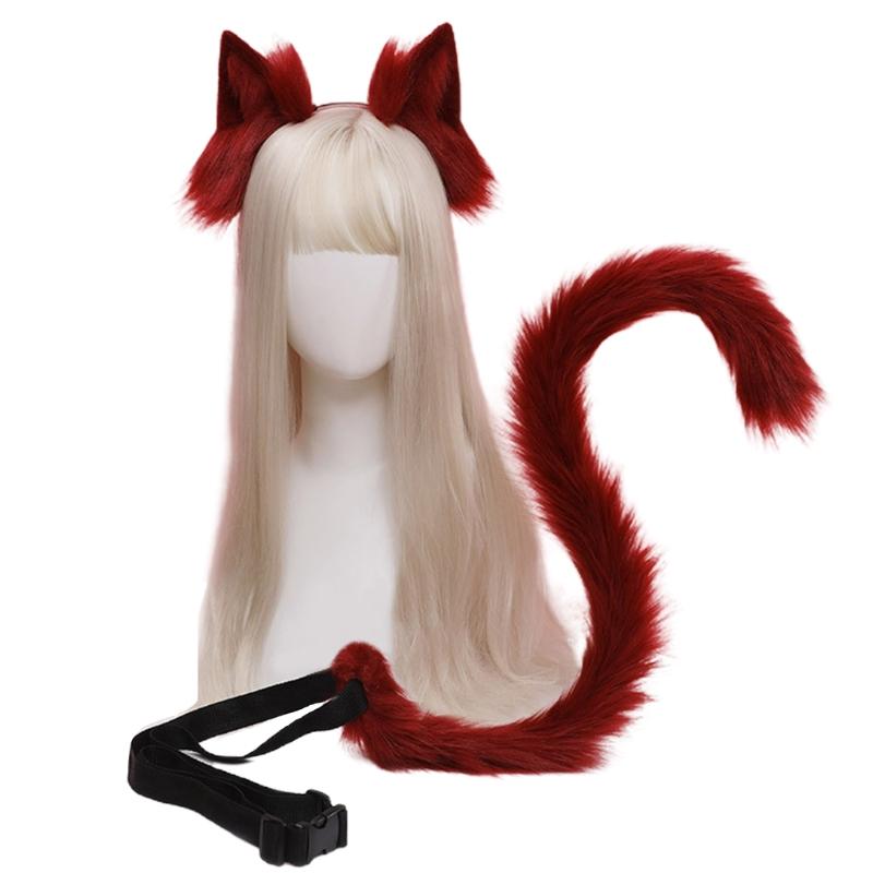 Cartoon Ears Tail Set Masquerade Halloween Cats Cosplay Party Costume Ear Hairhoop Headwear Lolita Accessories