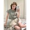 Elegant Casual Y2k Crop Tops T-shirts Women Japanese Kawaii Suits Even Party Clothing Sport Wear Summer 2 Piece Skirt Set Korean