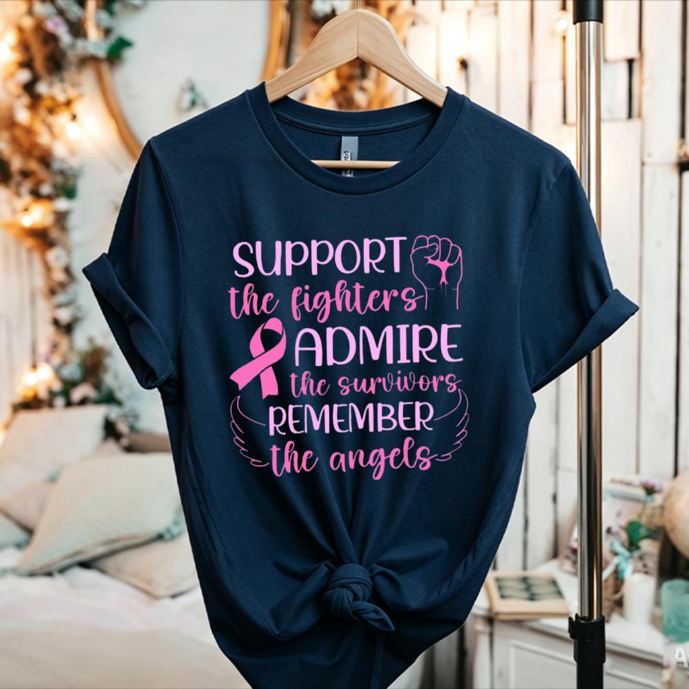 Women We Fight Together Butterfly Pink Ribbon T Shirt Breast Cancer Awareness Short Sleeve Tee Warrior Support Casual Cotton Top