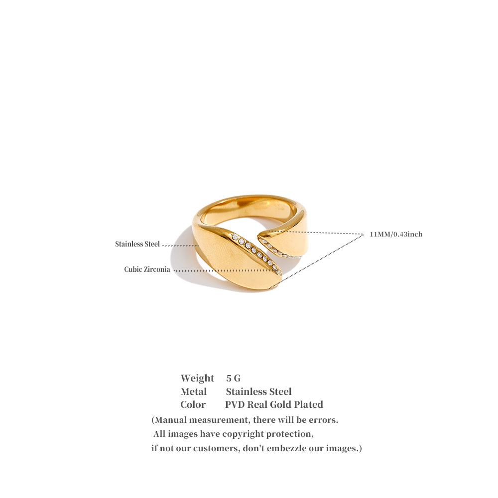 Yhpup Size 6 Stainless Steel Smooth Metal Zirconia Casting Ring Wholesale Popular Chic High Quality Jewelry Accessories