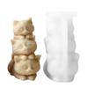 Cute Cat Candle Silicone Mold Reusable Three Cats Stacking Ornament Silicone Mold Kitten Crafts Plaster Resin Soap Making Tools