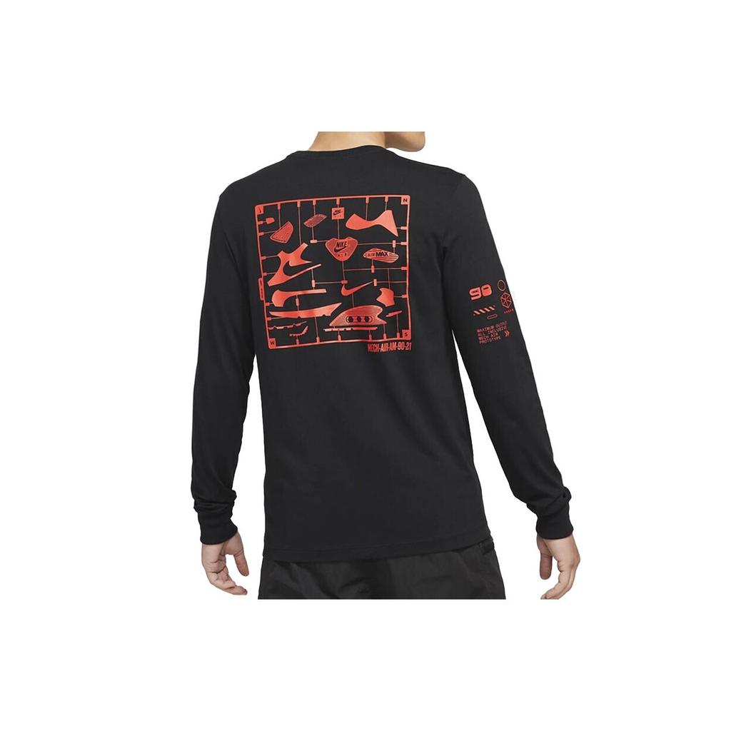 Nike Мужские футболки с круглым вырезом и длинными рукавами с воздушным графическим принтом, черные DJ1380-010